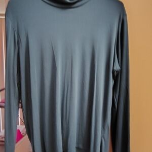 Eileen Fisher green turtleneck 100% silk size XL